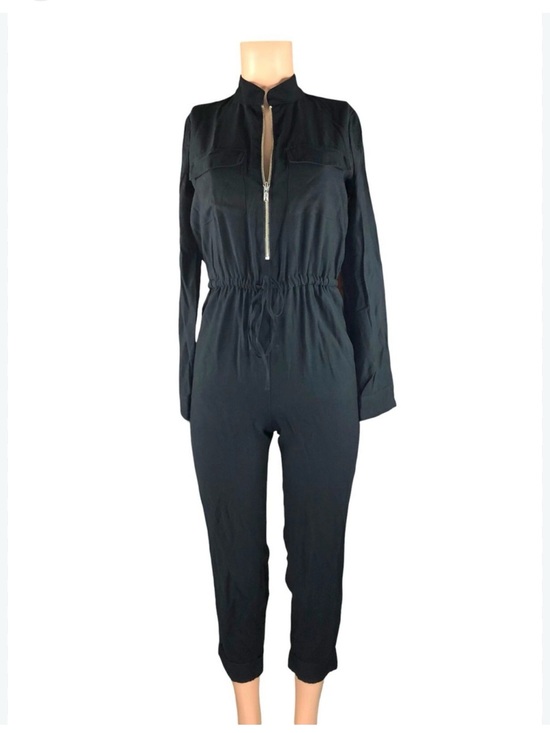 INC International Concepts Pants - INC International Concepts Black Long-Sleeve Zip-Front Drawstring Jumpsuit